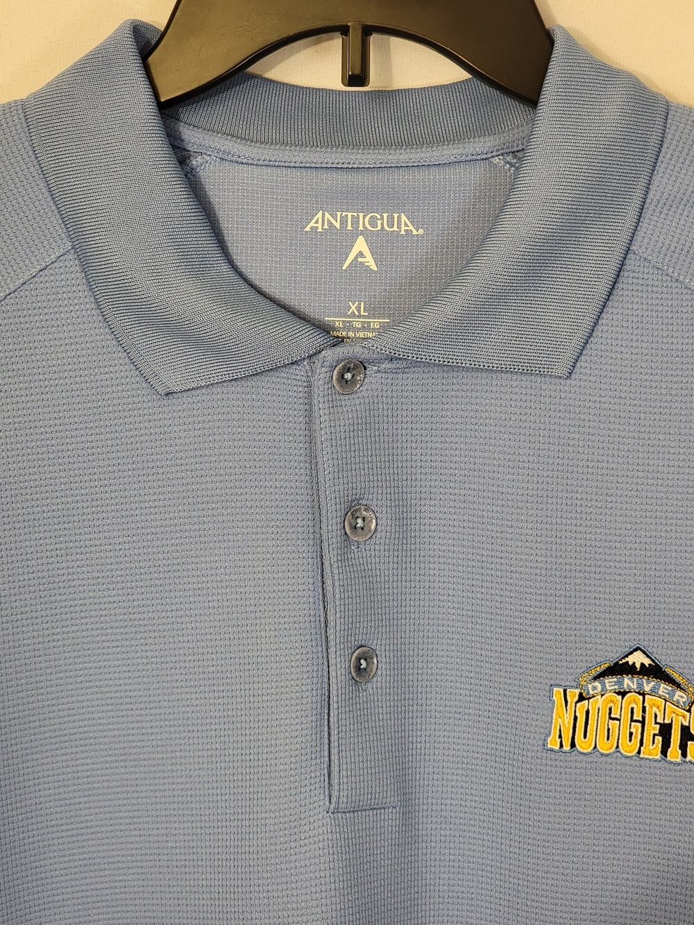 Antigua Men’s Denver Nuggets Light Blue Short-Sleeve Polo Size XL - Picture 3 of 10
